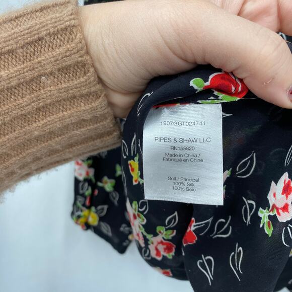 Veronica Beard 4 Kiona black Silk Floral Blouse - Picture 7 of 8